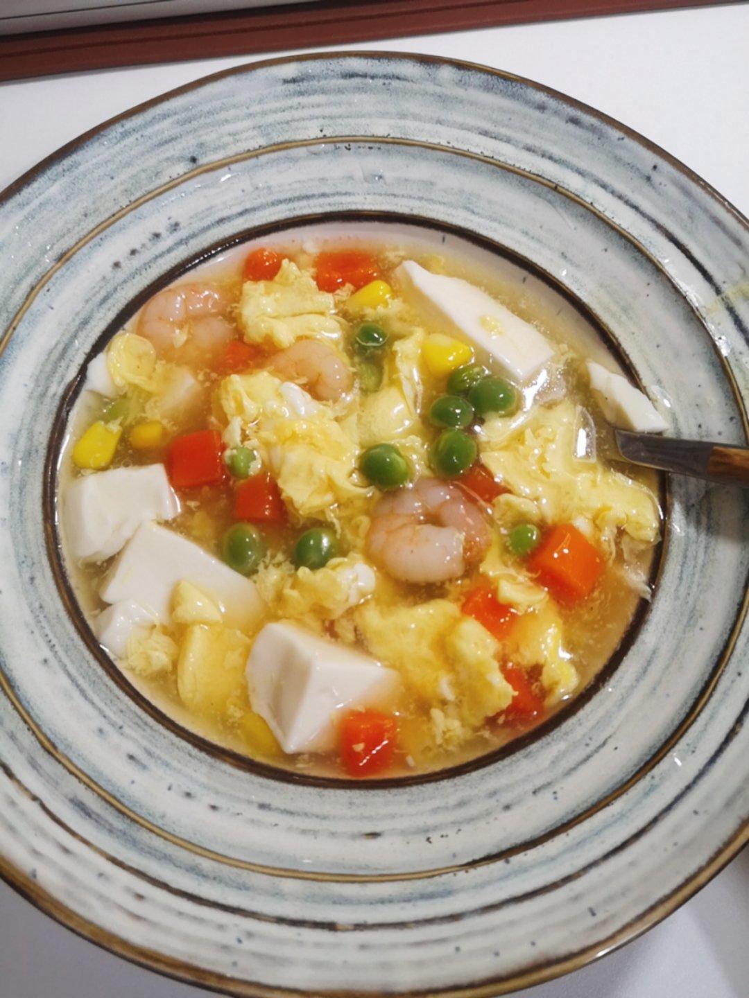虾仁杂蔬豆腐羹