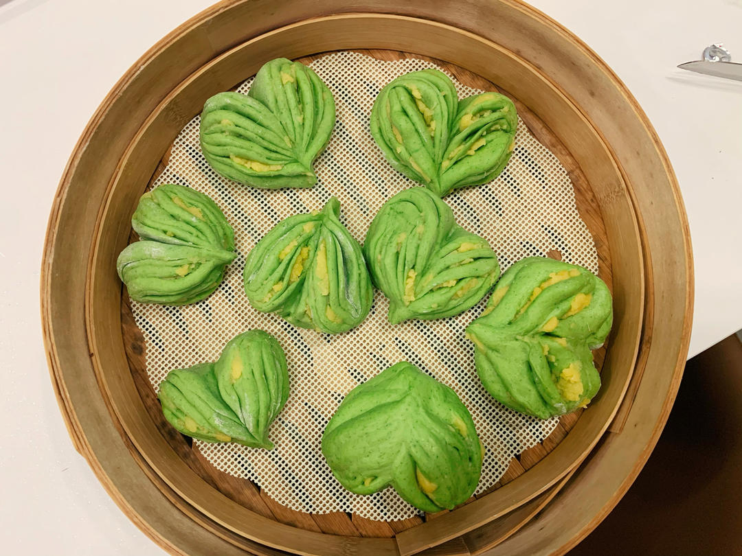 菠菜汁心形馒头 花卷（一次性发酵超治愈）
