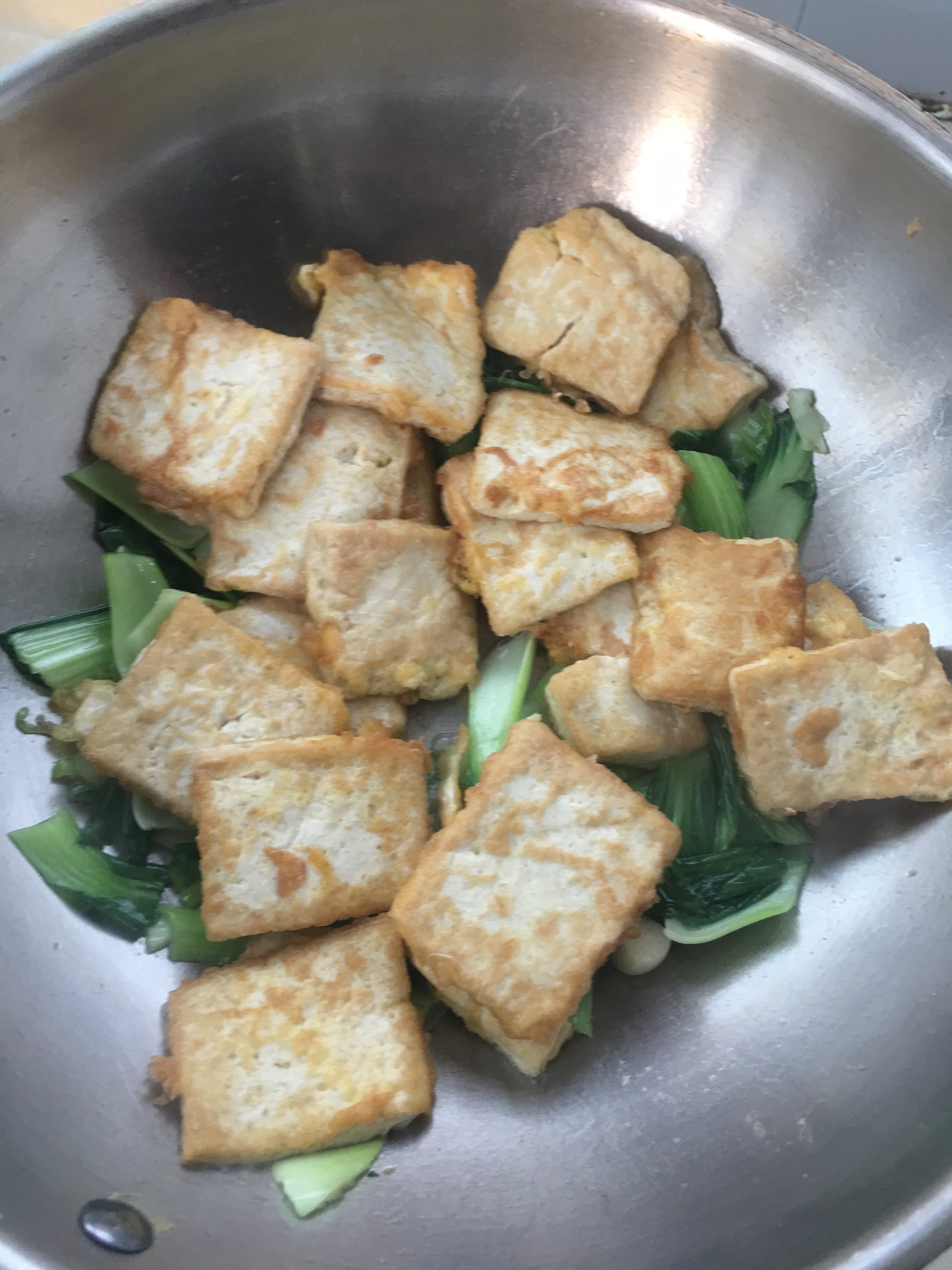 香煎豆腐炒油菜的做法 步骤7