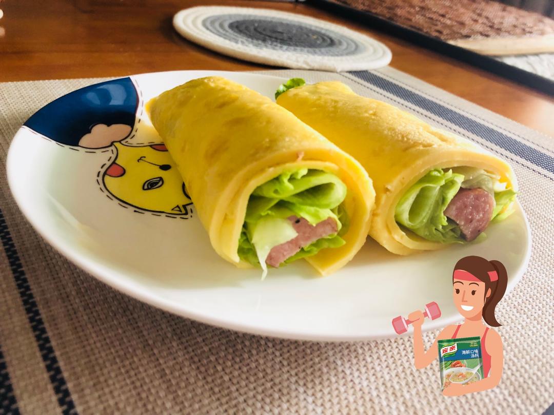 低卡生菜早餐鸡蛋卷饼