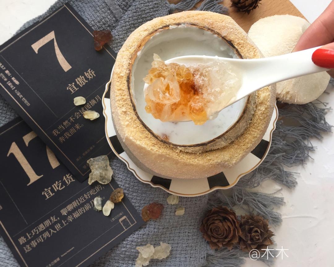 椰壳~皂角米桃胶雪燕羹