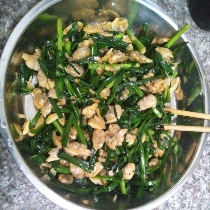 蛤蜊肉炒韭菜