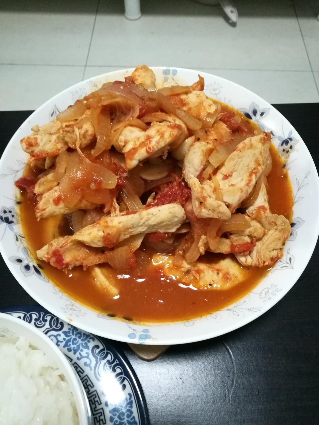 番茄炖鸡胸丨健康·三餐