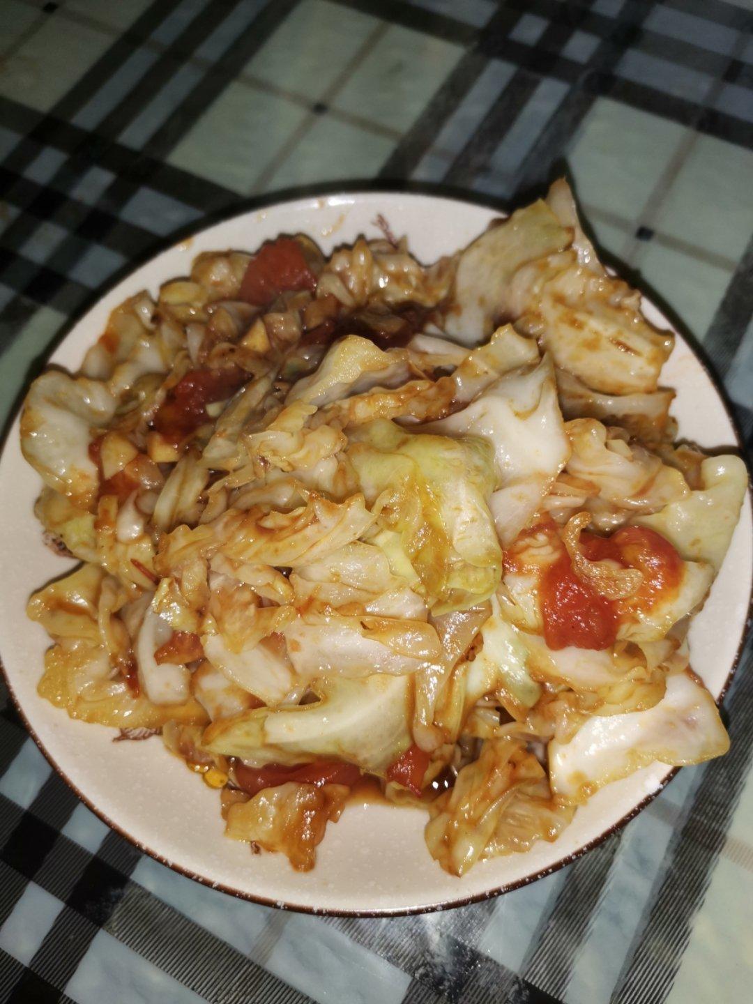 西红柿炒大头菜（甘蓝）