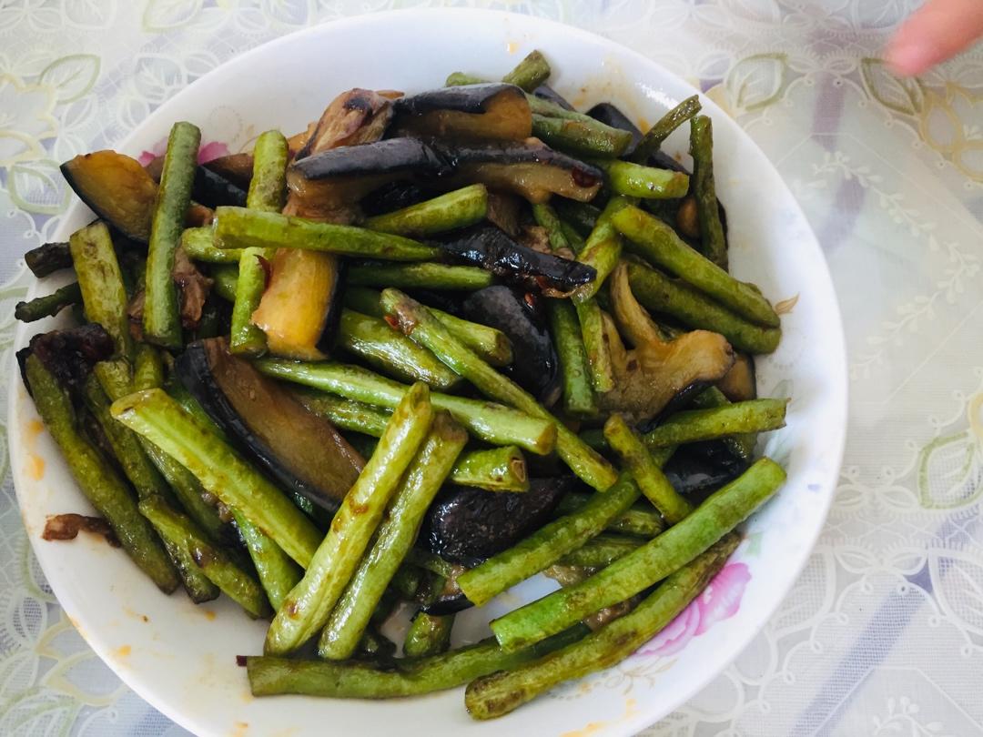 茄子炒豆角（改良版 健康少油）