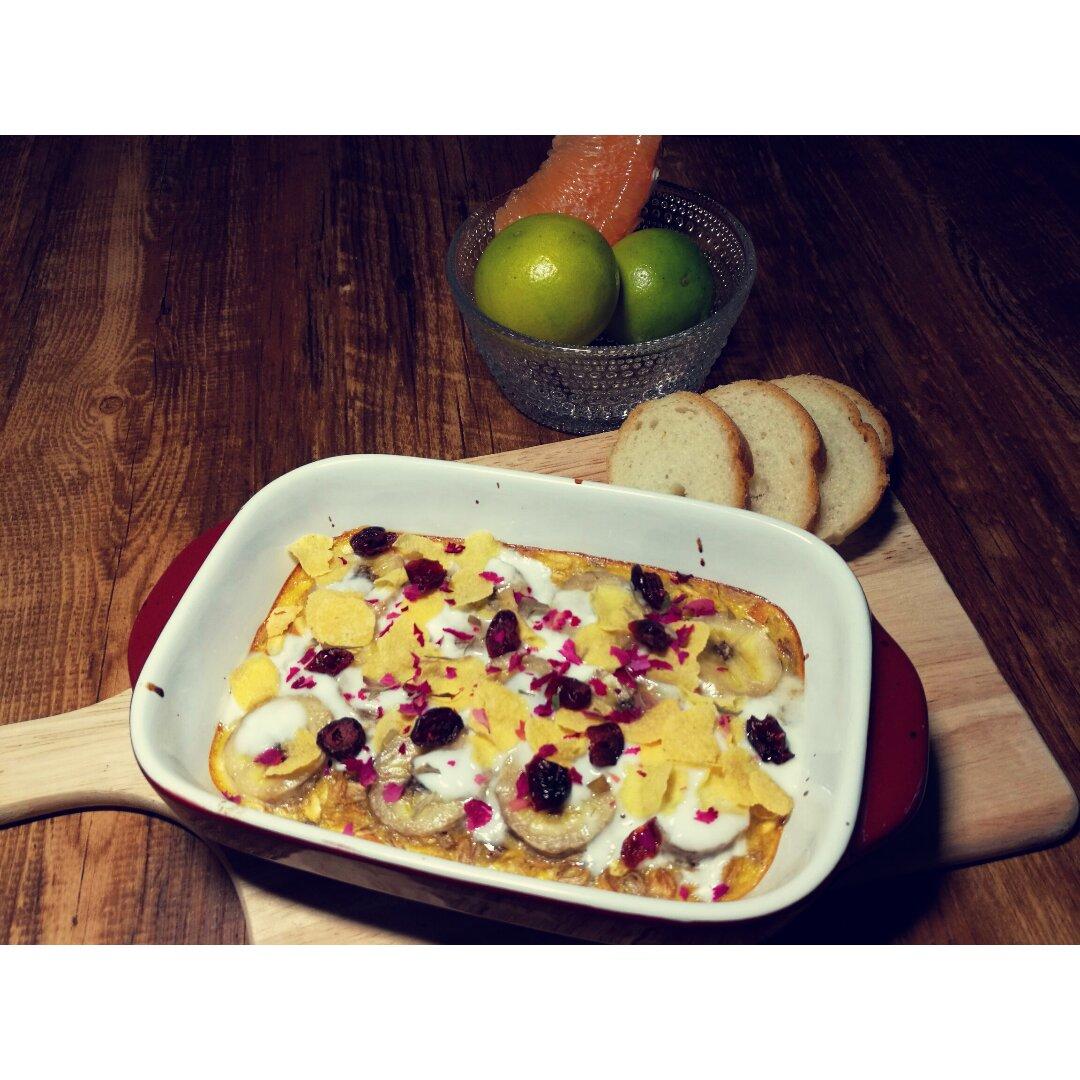 减脂餐：香蕉燕麦烤蛋奶