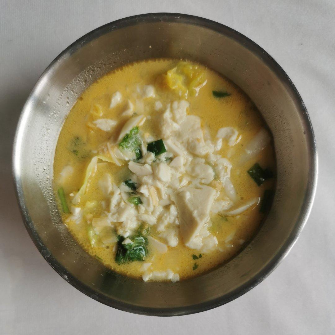 蟹味菇金汤鲜虾豆腐羹