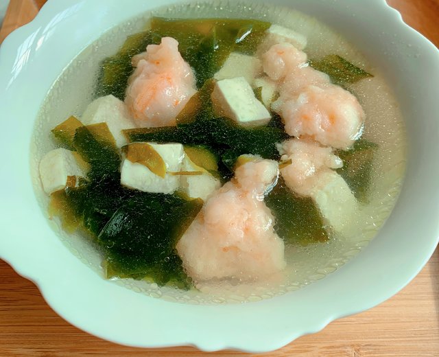 海带苗豆腐虾滑汤