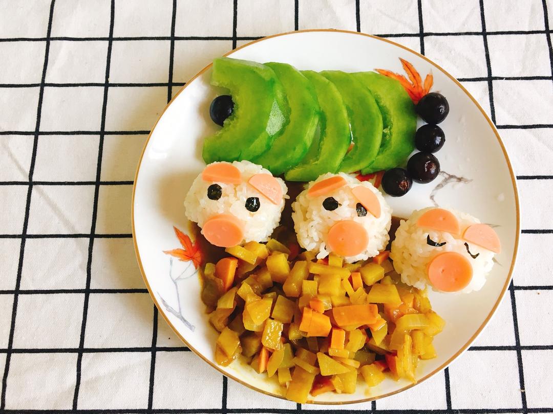 创意小猪咖喱饭团