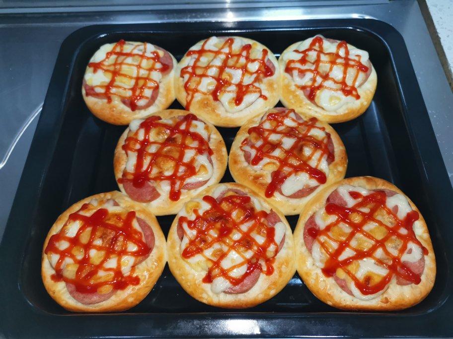 🍕快手简单｜一次发酵｜可可爱爱火腿披萨小面包｜学生早餐