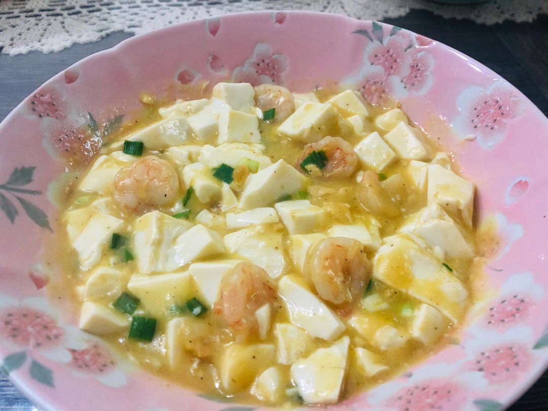 咸蛋黄虾仁豆腐