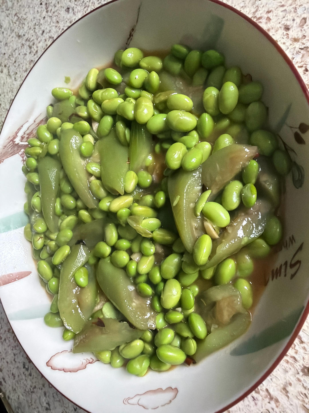 江南春天之丝瓜炒毛豆