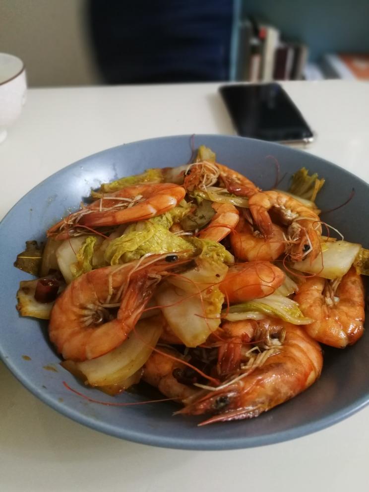 大虾炒白菜