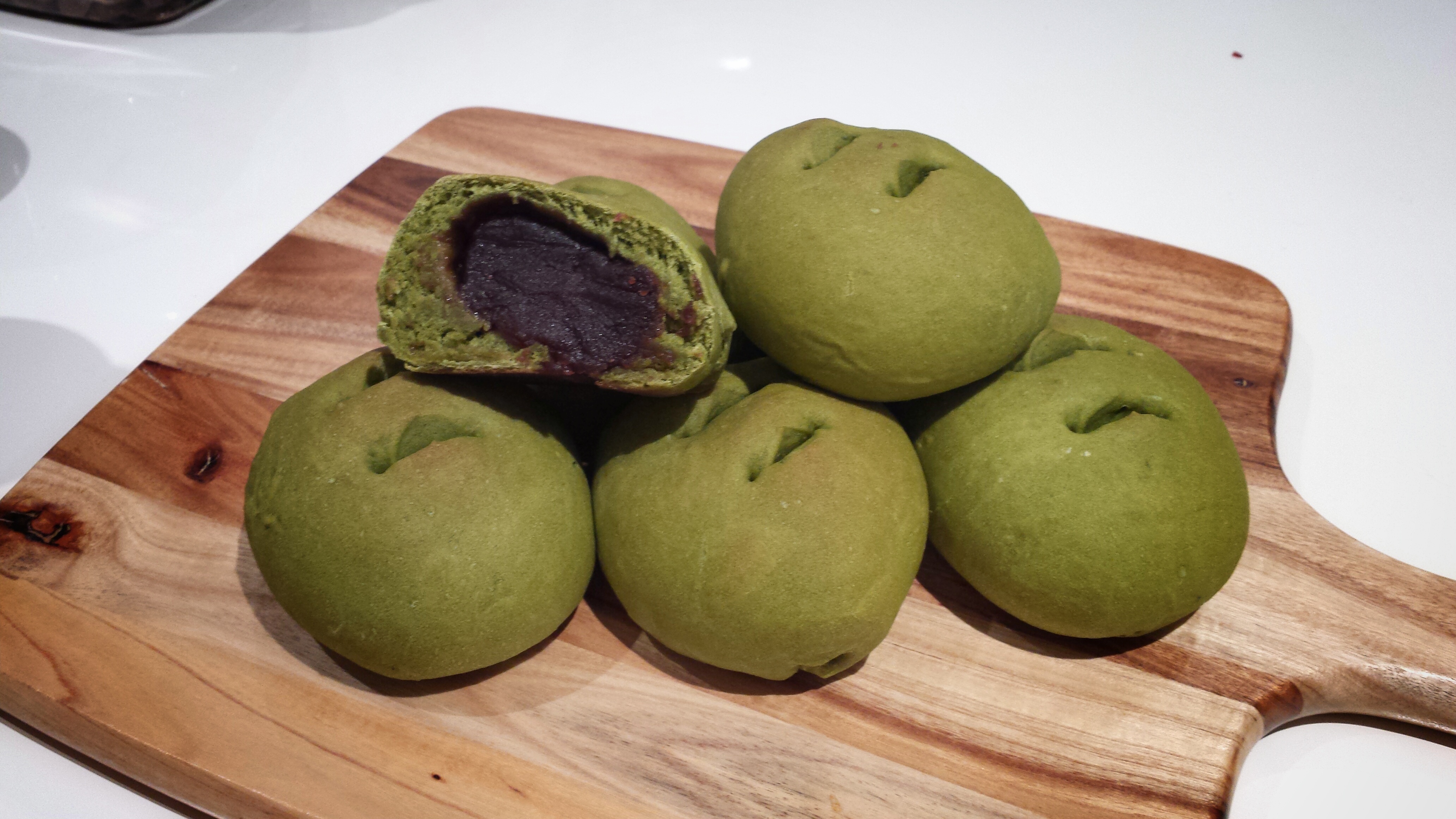 抹茶豆沙小面包（无油脂）