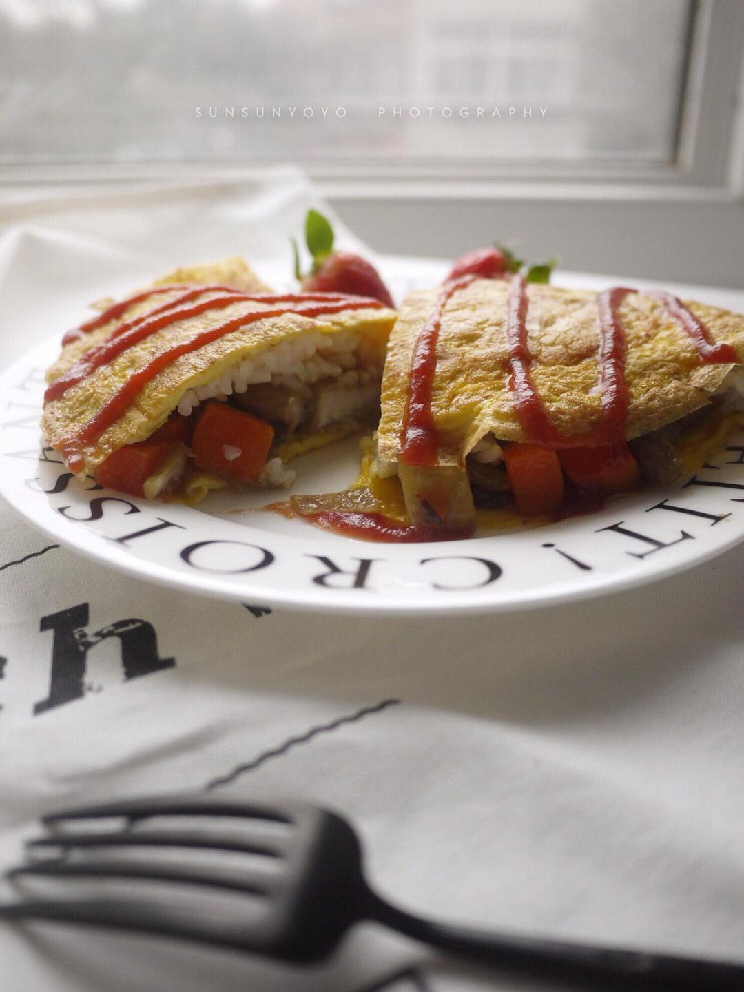 蛋包咖喱糙米饭【健康一锅端】的做法