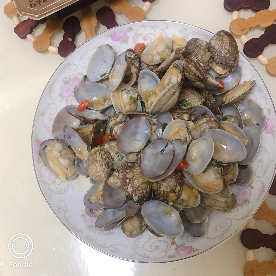 葱炒花蛤