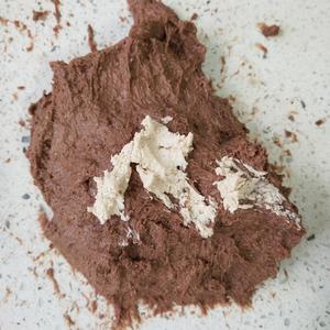 不用机器超快速揉出手套膜，只发酵一次[全麦可可小餐包]（巧克力夹心）的做法 步骤3