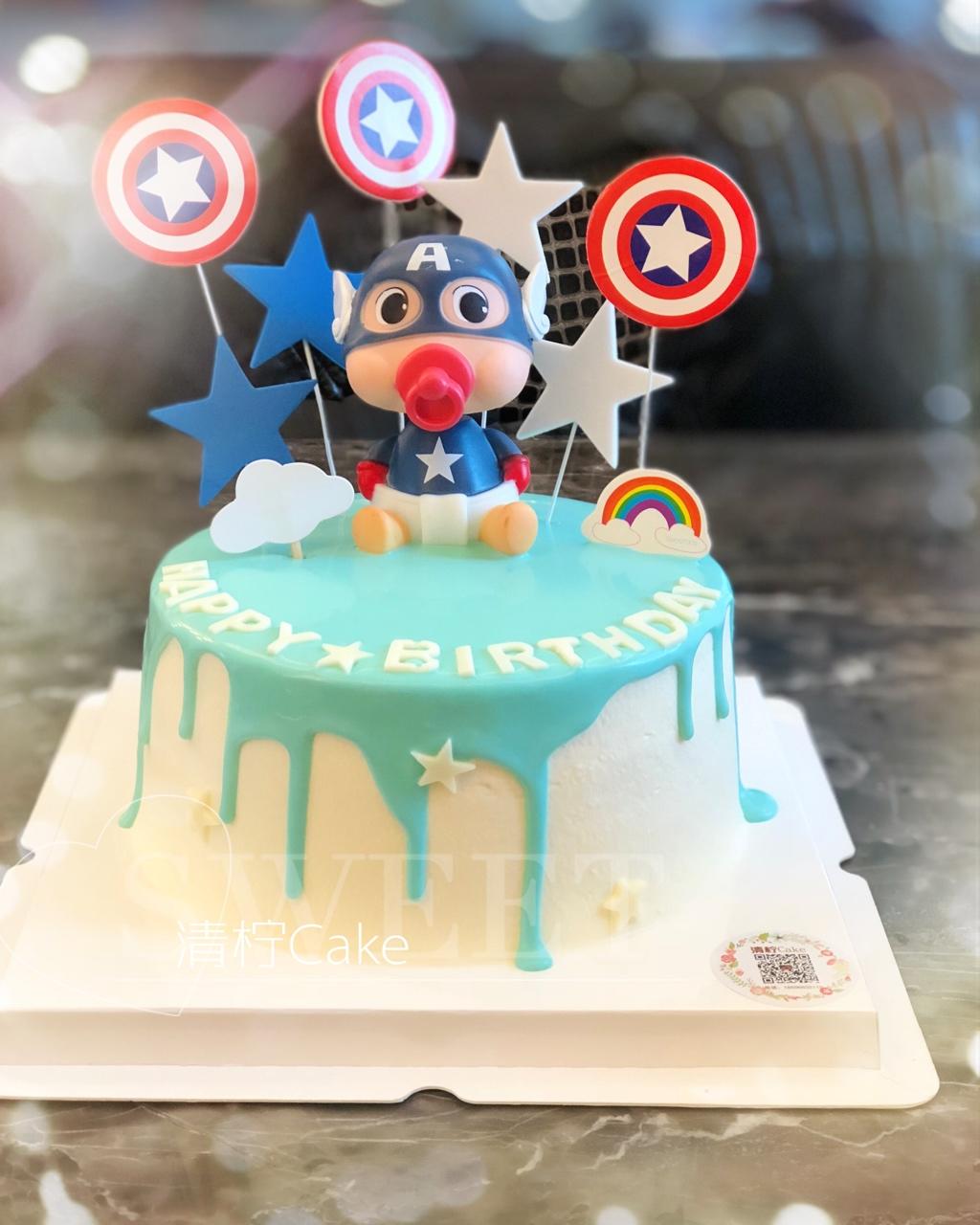 美国队长创意生日蛋糕