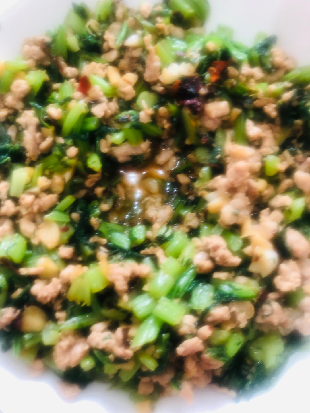 雪里红（雪里蕻）炒肉末：非常下饭，拌饭拌粉绝了！