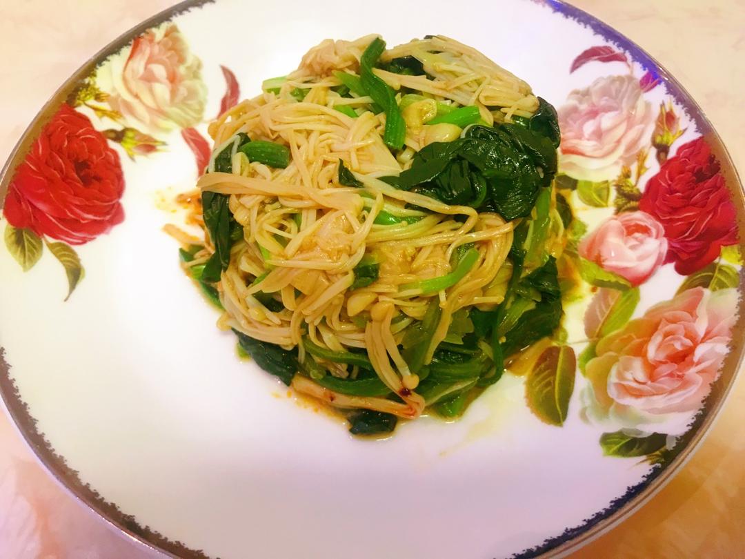 凉拌菠菜金针菇