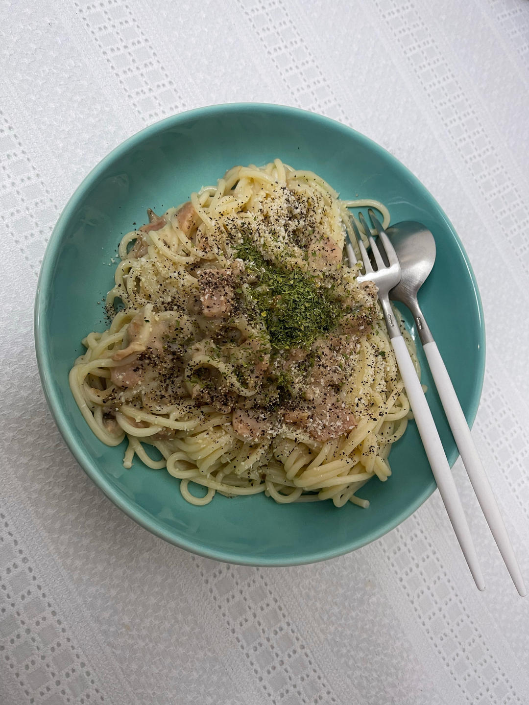 奶油蘑菇培根意大利面