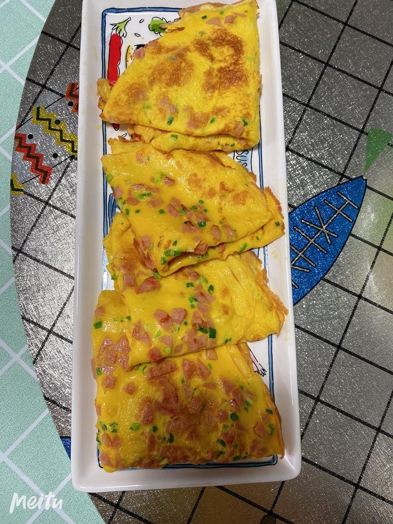 葱花火腿鸡蛋饼 快手营养早餐