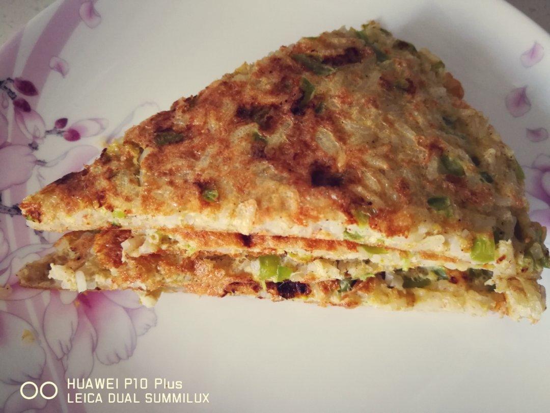 快手早餐…米饭鸡蛋饼