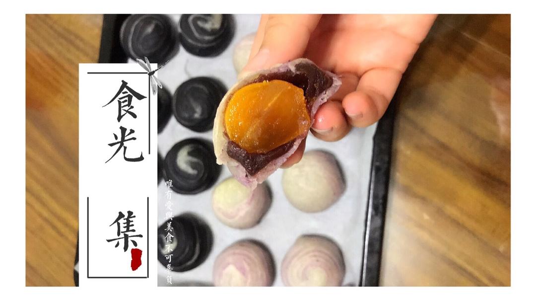 蛋黄酥~紫薯、抹茶、原味~花好月圆，中秋快乐~内附一次做六色蛋黄酥方法~
