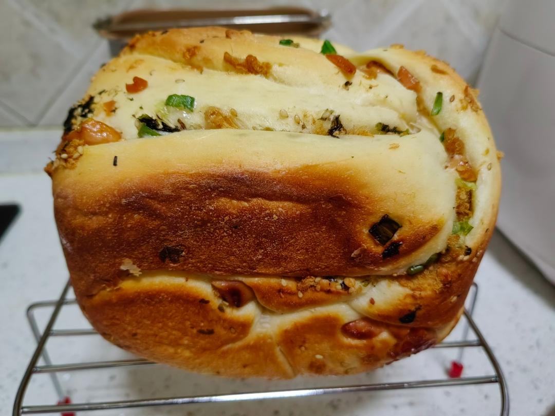 面包机做香葱肉松吐司