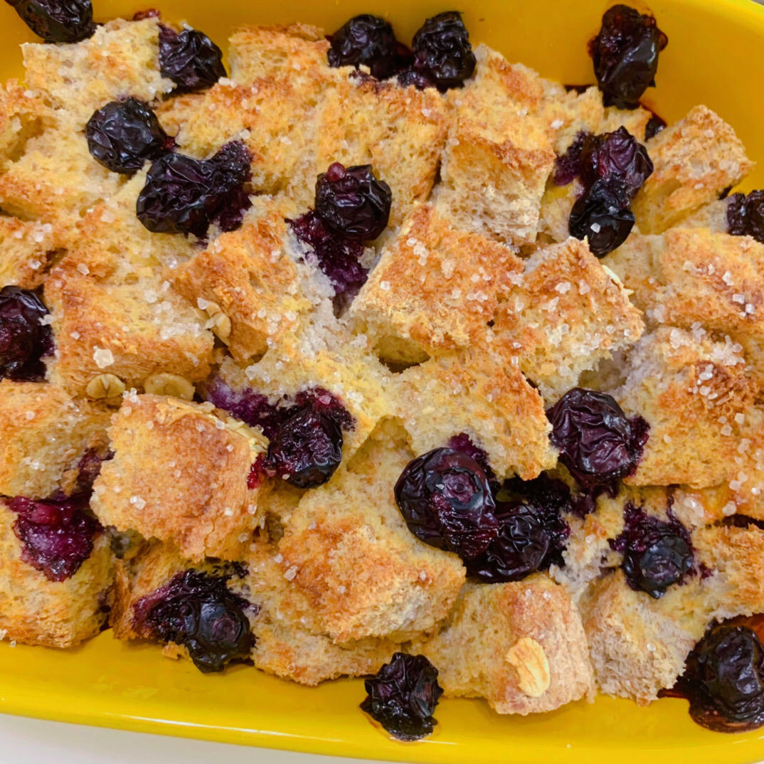 牛奶蓝莓烤吐司 简易快手早餐 下午甜点 （空气炸锅版）