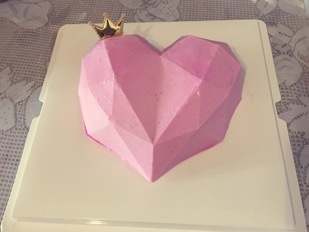 少女❤3D钻石心形覆盆子乳酪慕斯（7寸）