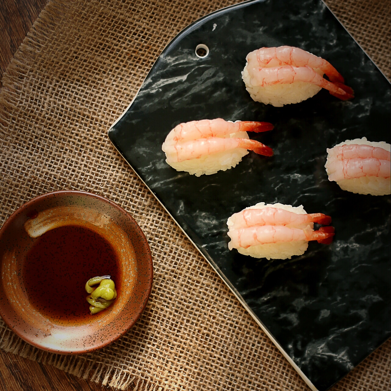 老辰儿做的甜虾寿司