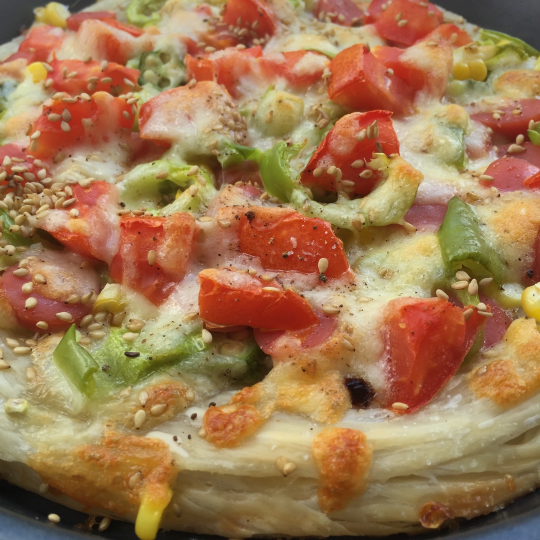 清泉小厨做的飞饼版披萨