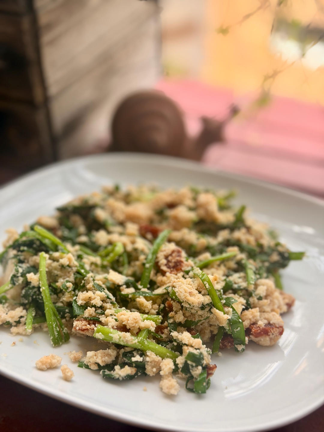 韭菜炒豆腐渣