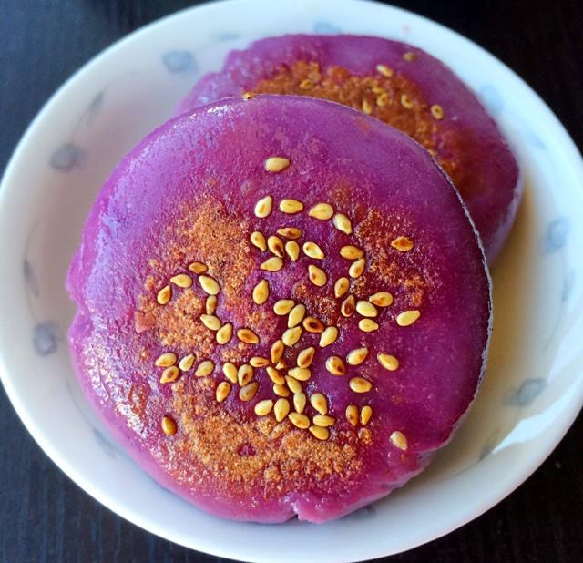紫薯糯米饼（豆沙馅儿）的做法