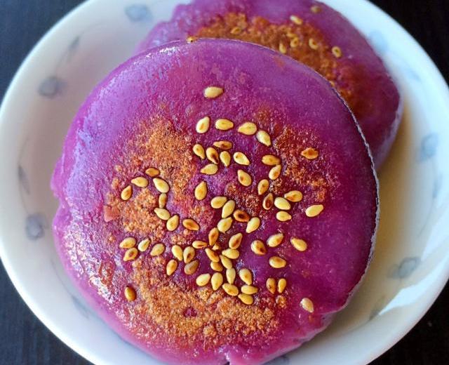 紫薯糯米饼（豆沙馅儿）的做法