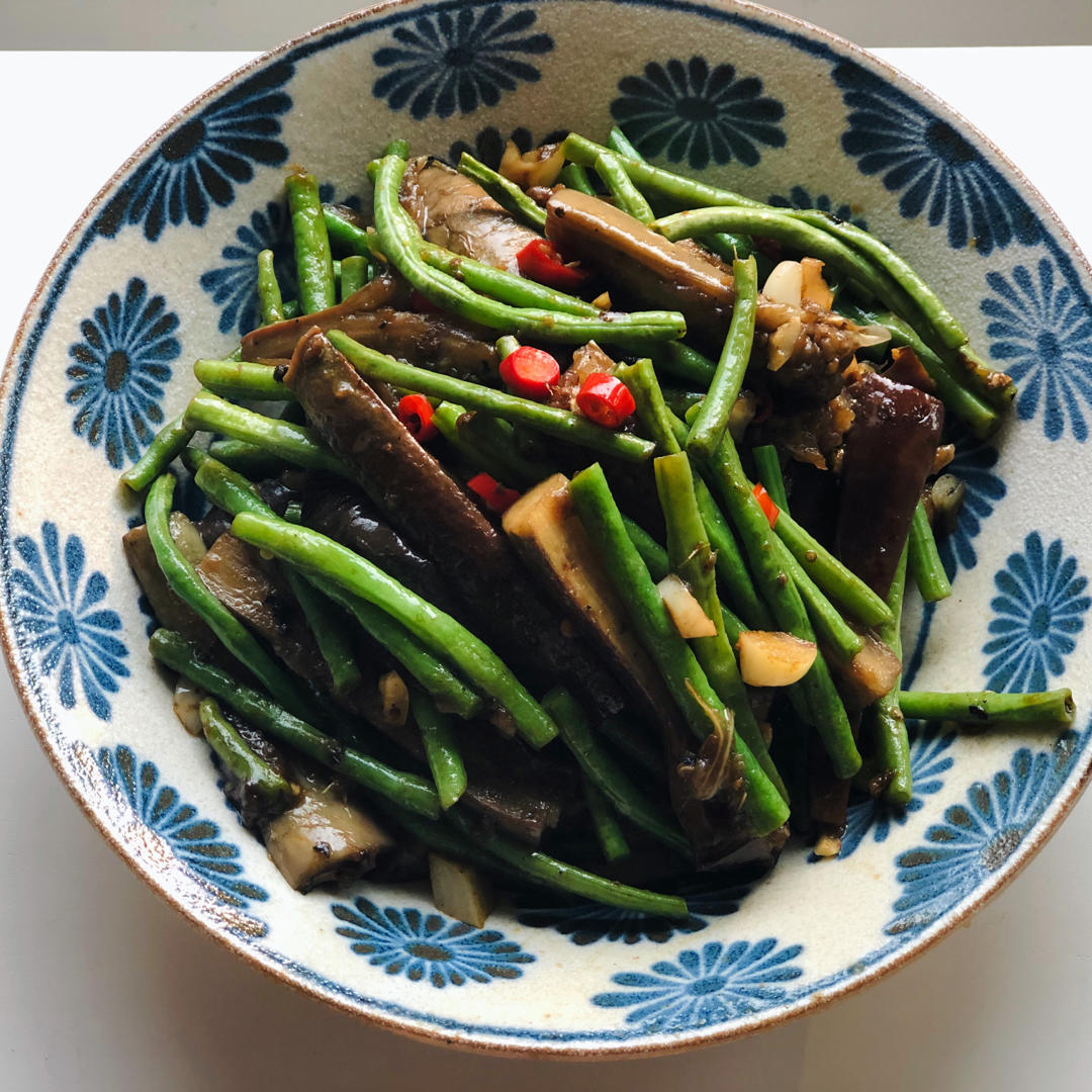 茄子炒豆角(少油版)超级下饭！