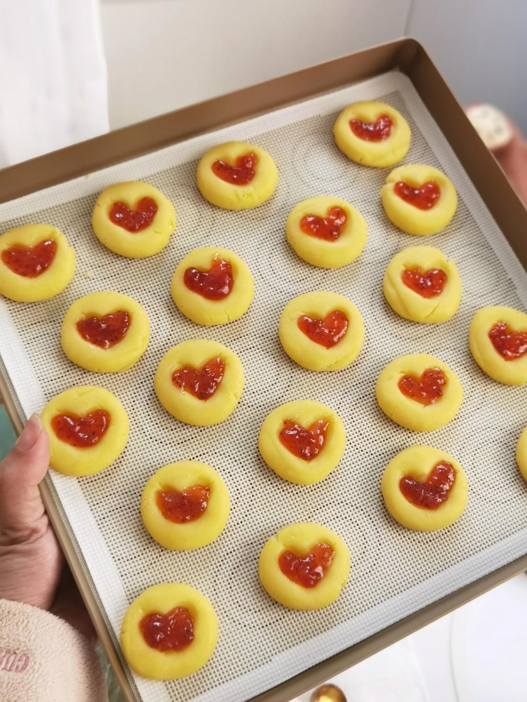 ❤️简单无需磨具｜快手0失败｜草莓果酱爱心曲奇｜做个饼干都是爱你的形状