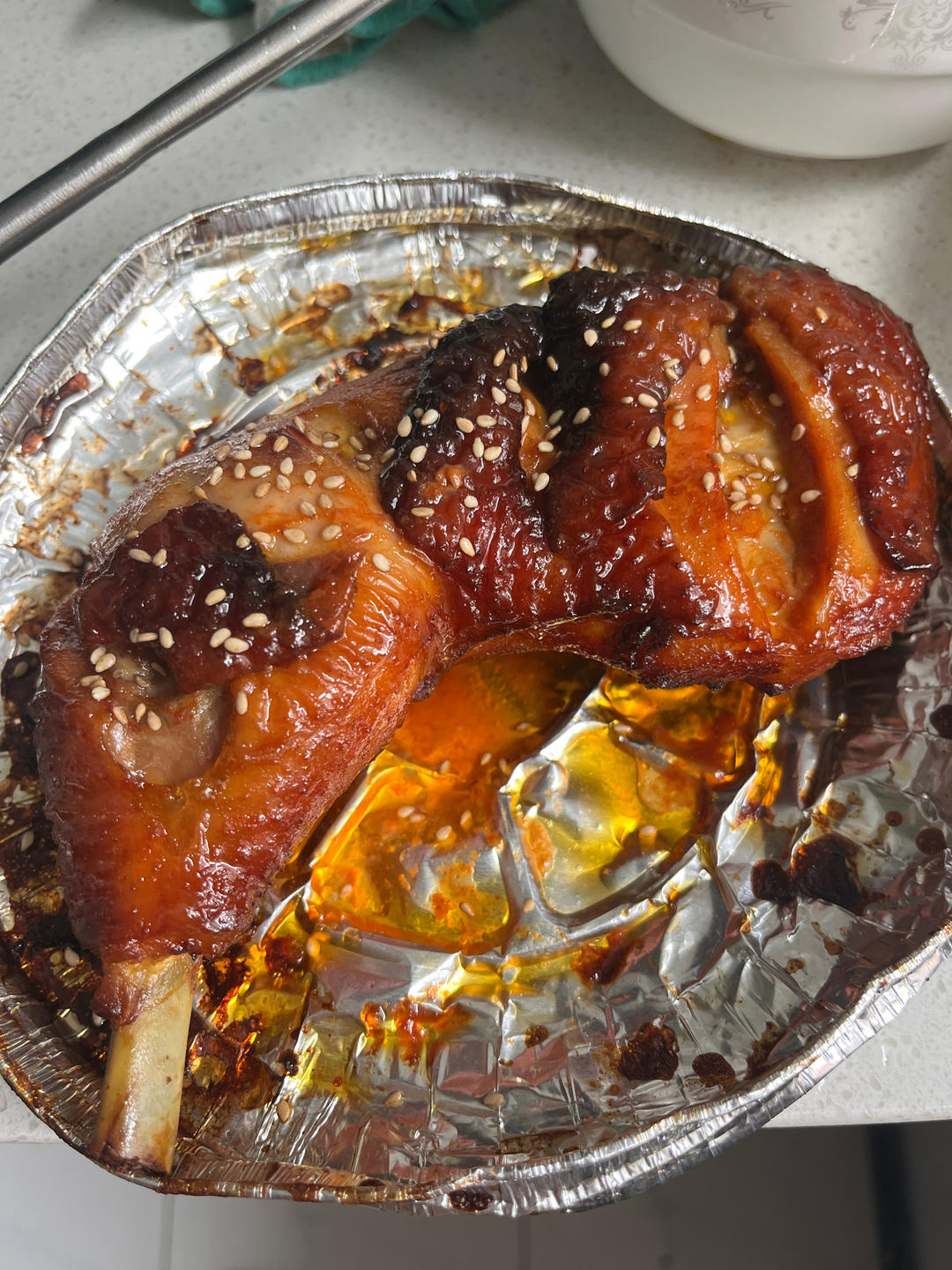 奥尔良大鸡腿空气炸锅我能吃一只