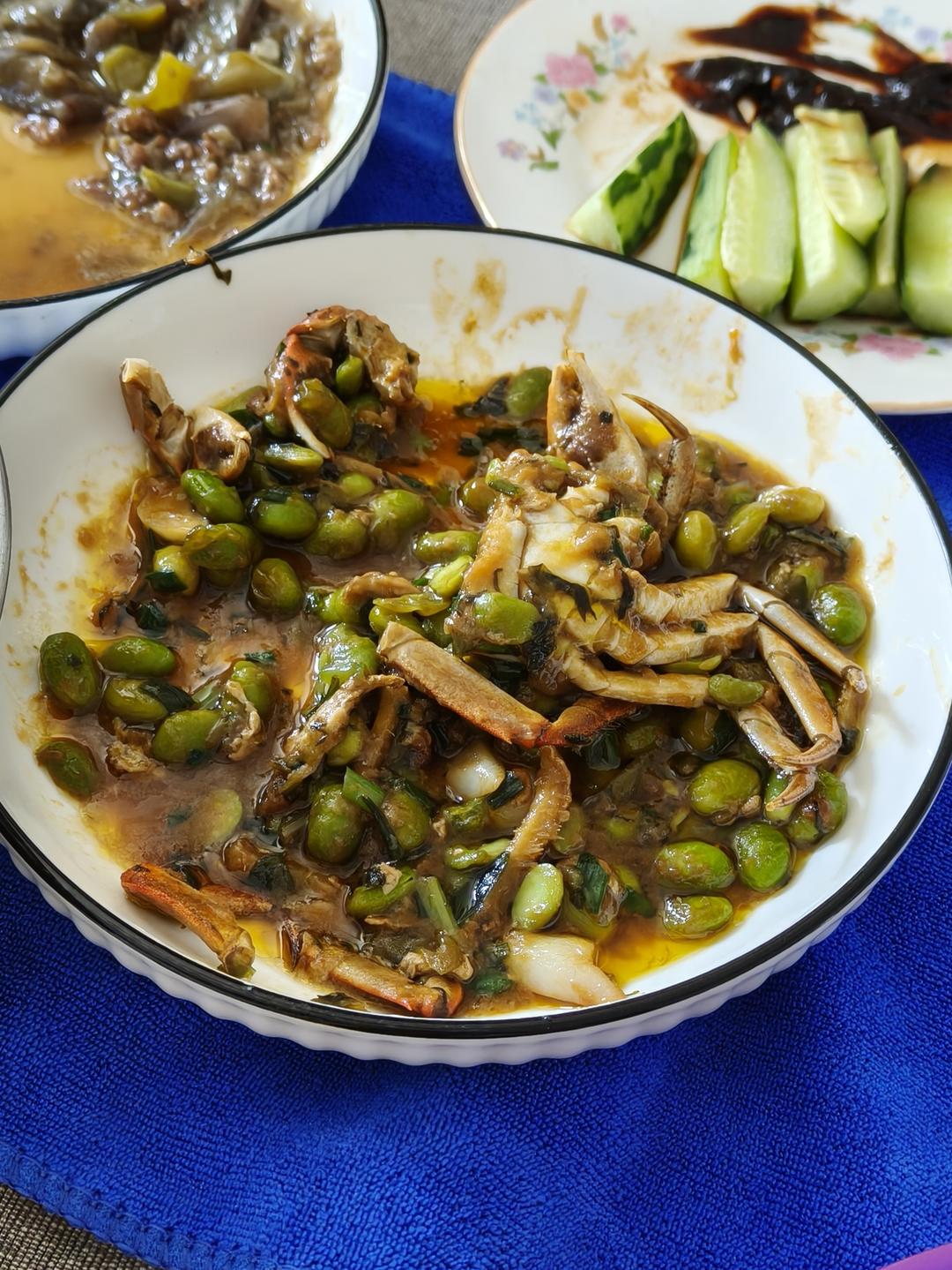 酱炒螃蟹（六月黄）毛豆