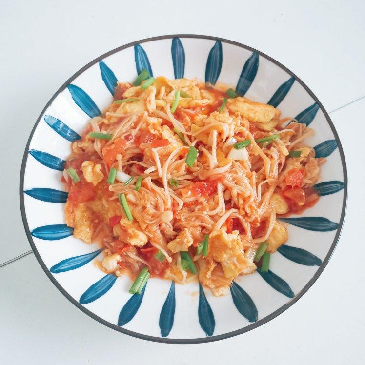 番茄金针菇炒蛋