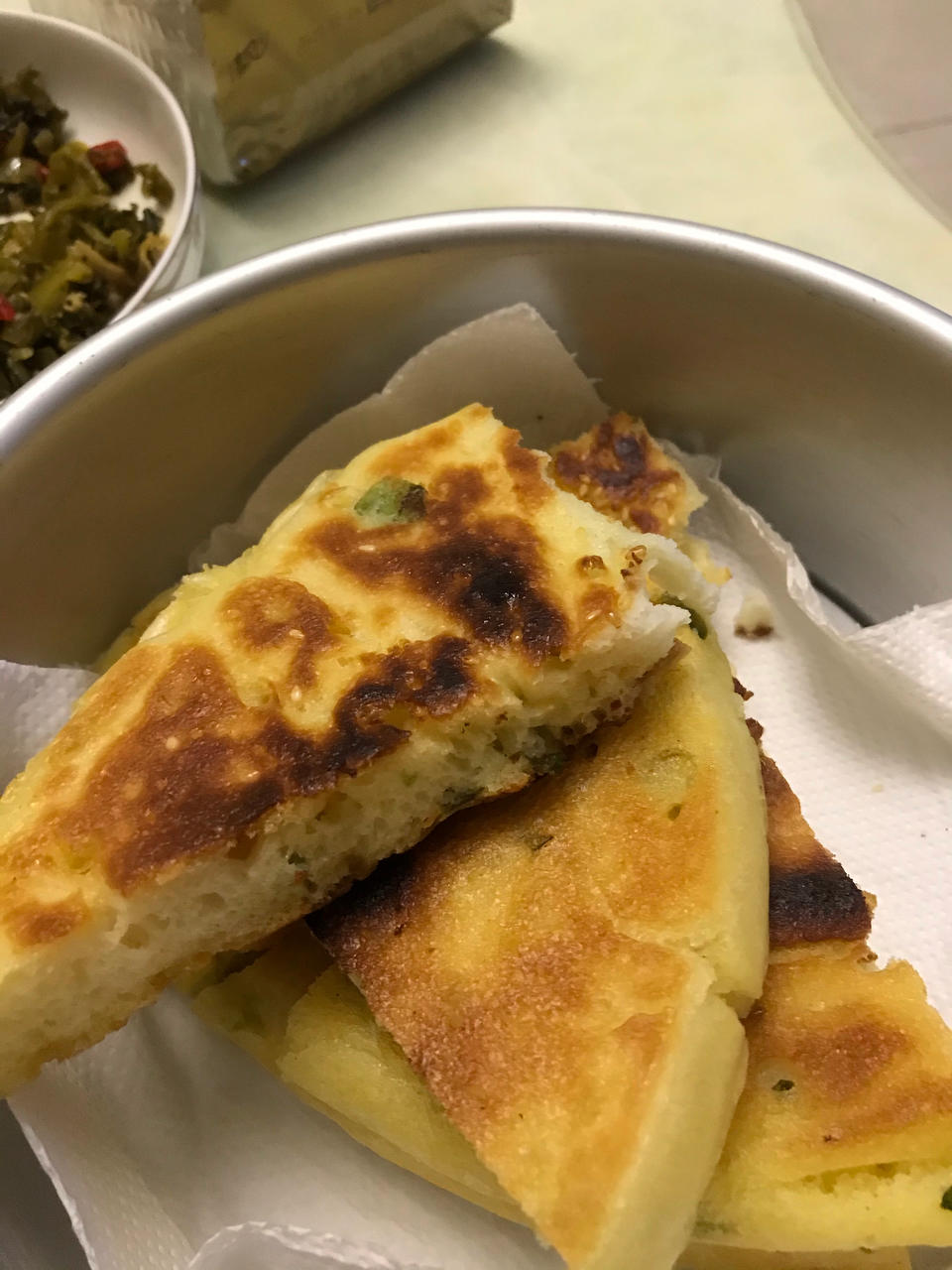 手不沾面做发面大饼
