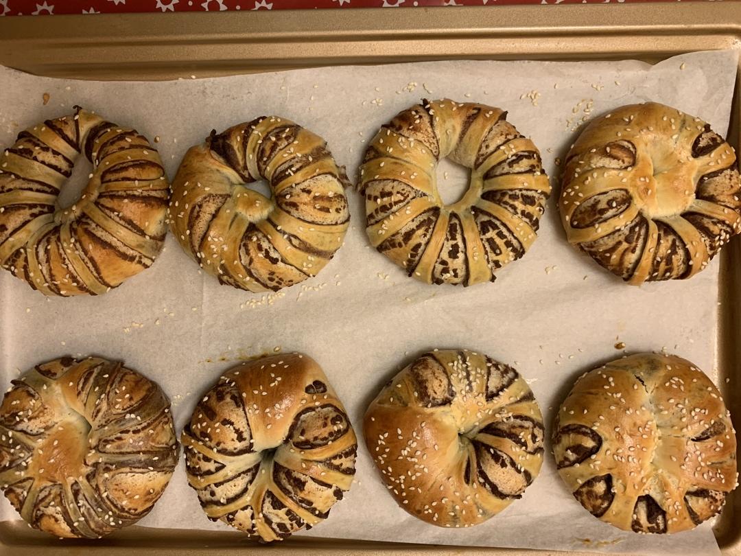 老式豆沙面包圈(只需一次发酵)