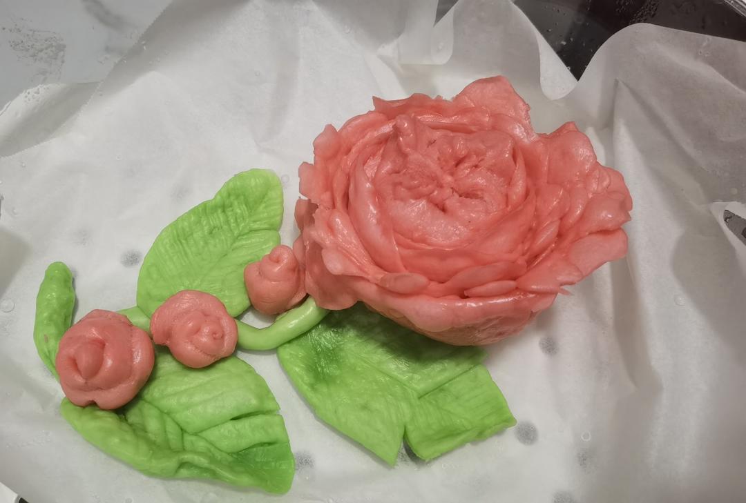 简单花样馒头（七）玫瑰花与叶子