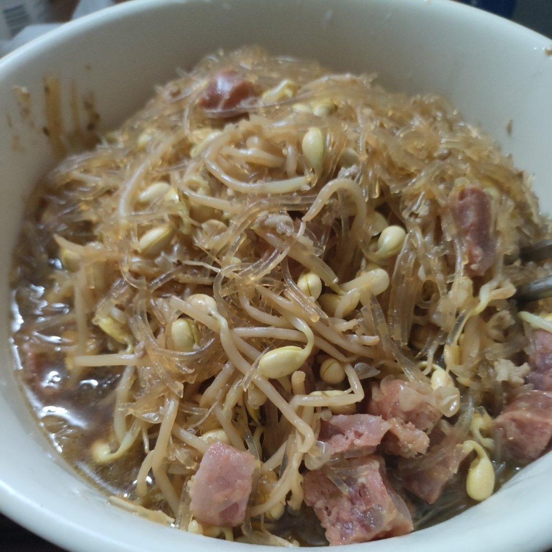开胃下饭素菜！黄豆芽炒粉丝