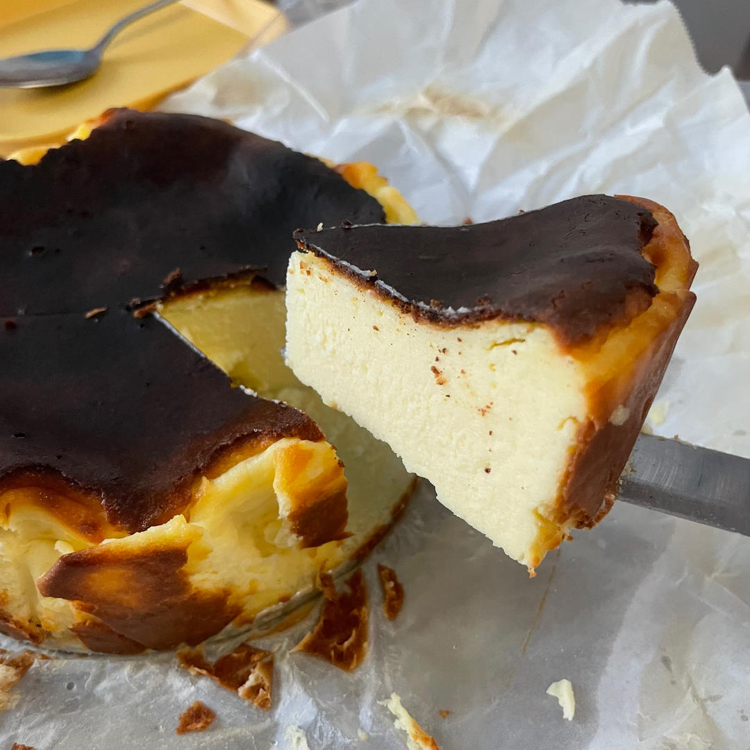 5种原料自制6寸巴斯克芝士蛋糕(绵软不流❤)零基础🔥简单版