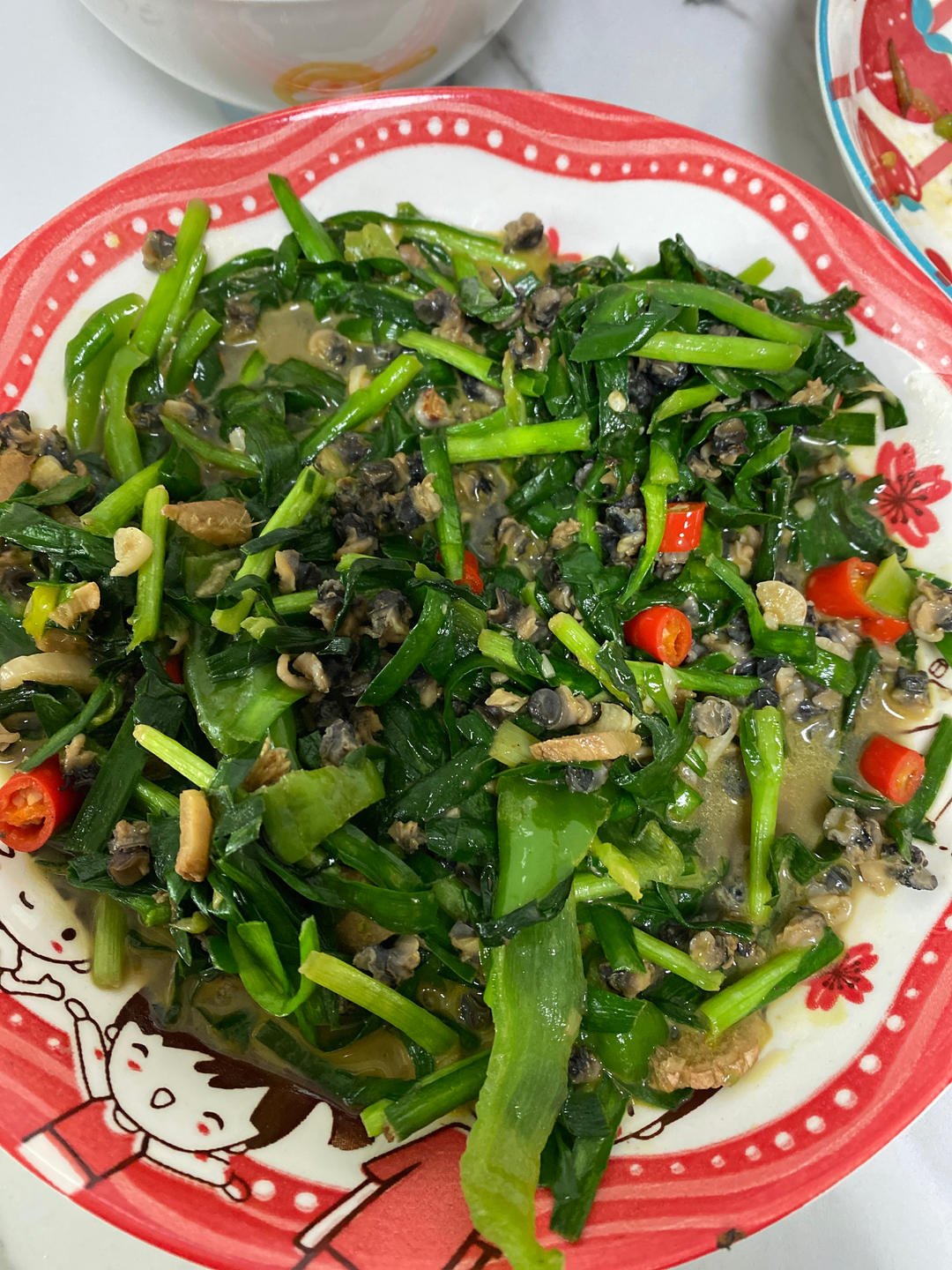 螺蛳肉炒韭菜