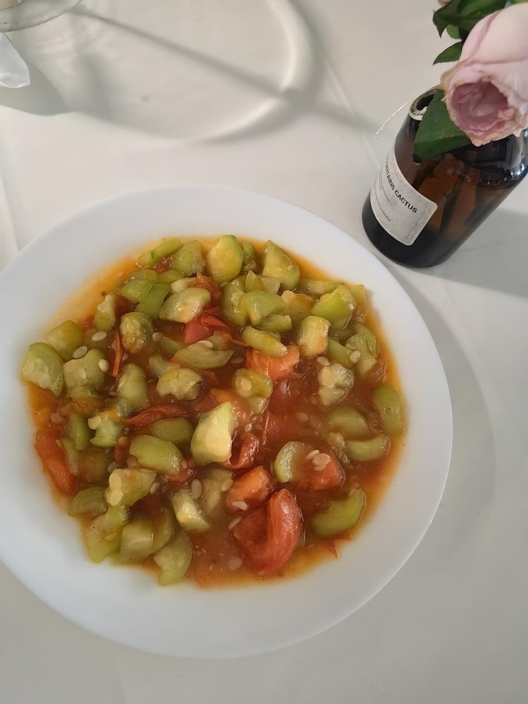 净素 番茄炒丝瓜 5分钟