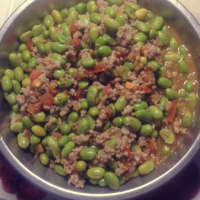 肉末番茄烧毛豆