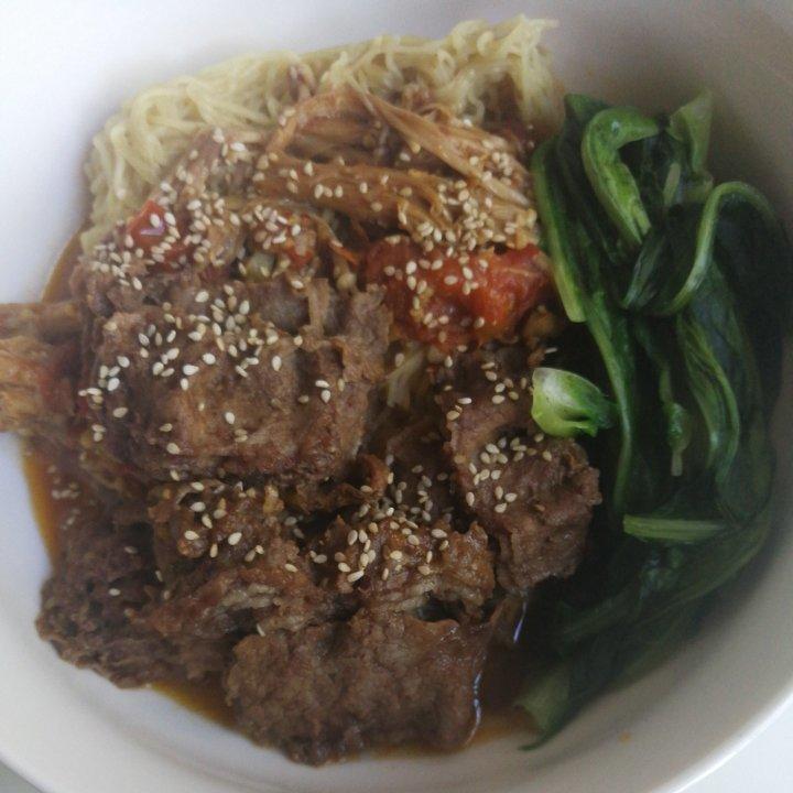 微波炉版肥牛浇面